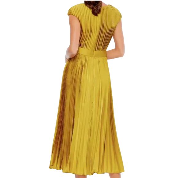 MAC DUGGAL 26483 Pleated Cap Sleeve Satin Midi Gown Size 6 New w/ Tag MSRP $338 - Picture 9 of 16